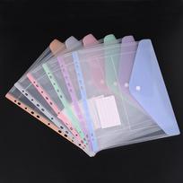 Transparent Binder Pockets File Organizer Document Pouch Loose-leaf File Bag  School Supply 6pcs Pockets gray