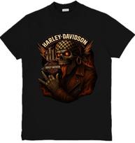 Harley-Davidson įkvėptas grafinis unisex marškinėlis su erelio ir kaukolės grafika S-3XL XXXXL black