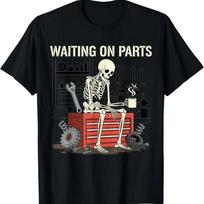 Juokingi mechaniko  Laukiu detalių  skeletas marškinėliai Automobilių remonto humoro grafiniai marškinėliai Laisvalaikio unisex viršutiniai drabužiai XS black