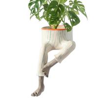 Decorative Resin Flower Pot Planter - Lower Half Body Sculpture for Indoor Plants Home Decor One Size beige