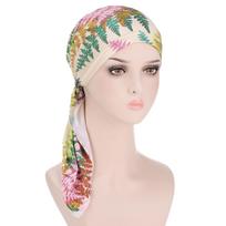 (Projector)Women Colorful Muslim Printing Curve Calico Hat Socket Head Cap Scarf Wrap M smėlis