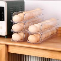 Kiaušinių laikiklis šaldytuvui Auto Rolling Organizer Automatinis dozatorius Šaldytuvas 2Pieces beige