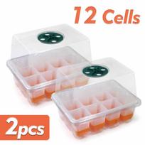 12 Cells Seedling Starter Tray Kit Adjustable Humidity Nursery Planting Box for Garden Home Greenhouse Plants Clone Seed Potting white