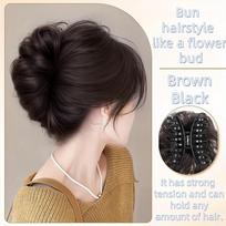 Synthetic Women's Wig Scrunchie-style Lazy Flower Bud Bun Fashion Natural Fluffy Wig Hairpiece white