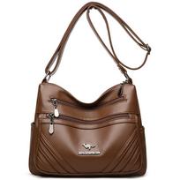 Women's PU Messenger Bag Multi-layer Large Capacity Shoulder Bag Middle-aged Mother Bag ruda
