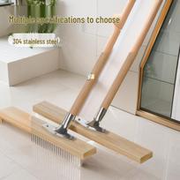 Šepetys su ilga rankena ir standžiais šereliais - Nerūdijančio plieno vielos grindų šepetys laukui ir kiemui, galingam valymui. 20cm Set (Brush Head + Connector + Wooden Handle) gray