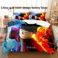 Cartoon 3D Game B-Blox Fruits Duvet Cover Pillowcase Bedding Set Adult Boy Girl Bedroom Decoration Children Single Double Size EU Single(135*200cm)3pcs black