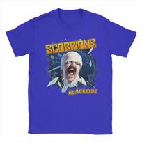 Scorpions Blackout T-Shirts for Men  Casual Pure Cotton Tees Round Collar Short Sleeve T Shirt Clothing S mėlyna