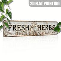 Vintage Rustic Metal Wall Art, Fresh Herbs Fliron Plaque with Floral Decor for Farmhouse Garage 10x40 įvairiaspalvis