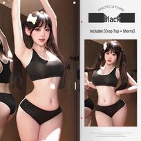 Spicy Color Block Trim Tank & Hip-Hugging Shorts Lingerie Set One size (40-60 kg)