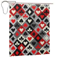 Playing Cards Poker Print Shower Curtain Bathroom Polyester Waterproof Bath Curtains With Hooks W90H165(CM)-1 Pcs gray