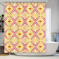 Modern Geometric Shower Curtain With Vibrant Red And Yellow Pattern For Bathroom Decoration 72X84 Inches, Waterproof Fabric, Per W60H190(CM)-1 Pcs red