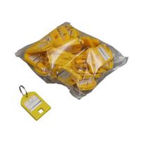 50Pcs Hard Plastic Key Tags with Replaceable Paper Transparent Window Hotel Room Keys Luggage Lockers Key geltona