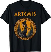 Artemis: Greek Goddess Mythology Ancient Cotton Tee - MADE IN USA M orange