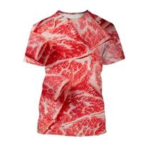 Creative Beef Mutton Meat T-shirt Men Women 3D Print Streetwear Personality T Shirt O-Neck Casual Shirt Tees Tops Male Clothing XXS juoda