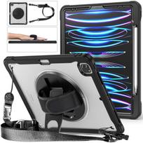 Shockproof Tablet Case for iPad Pro 12.9 2018 2020 2021 2022 360 Rotate Stand Cover with Pencil Slot Handle Holder iPad Pro12.9&TPU&12.9" juoda
