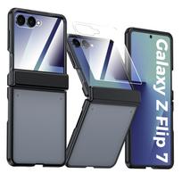 For Samsung Galaxy Z Flip 7 Case, Hinge Protection, Built-in Screen Protector, Wireless Charging, Shockproof, Slim Rugged Protective Phone Case-Blue juoda