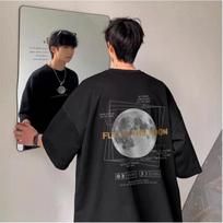 30kg To 120kg Korean Style Lazy Feeling Wearing Moon Pattern T-shirt Daily Basic Top Casual Versatile Shirt M juoda