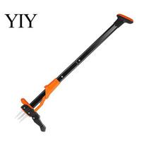 Ergonomic Weed Extractor Stand Up Puller, Long Handle 4-Claw Weeding Tool, Easy-Eject Mechanism, Manual Rootlet Hand Weeder for Garden Lawn, oranžinė