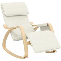 Rocking Relax Armchair Nursing Chair with Adjustable Footrest, Side Pocket and Headrest, Cream White 67 x 110 x 91 cm