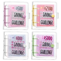 4 Pcs Money Saving Binder Envelope Dollar Savings Challenge Book Save $500 $1000 $2100 $5000 Reusable With Portable Stickers For smėlis