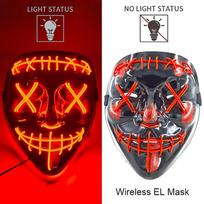 Belaidė Helovino neoninė LED išvalymo kaukė Kaukė Maskarado vakarėlio kaukės Šviesa šviečia tamsoje Siaubo kaukė Švytinti kaukė gray