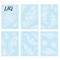 Odorless Temporary Tattoos 6Pcs Glow in Dark Tattoo Stickers, Lace Body Art Kids Safe for Hands, Waterproof Indian Mehndi Women Girls Non-toxic Decals One Size F white