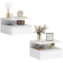 Set of Two Floating Bedside Tables - White 35 x 32 x 22.5 cm