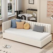 Apmušta lova miegamoji sofa 90*200 daugiafunkcionali lova su groteliniu rėmu odai draugiškas aksominis audinys smėlio spalvos 197 x 97 x 65 cm smėlis