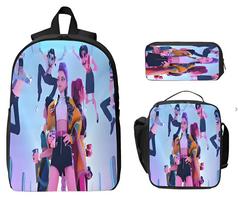 K-Pop Demon Hunter 17 Inch 3PCS Backpack Diy Bag Kindergarten Backpack Children'S School Bag Shoulder bag gray