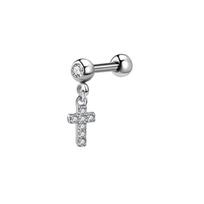 1PCS Cross Ear Tragus Piercing Earring Stud Barbell Crystal Cartilage Stud Earring Helix Piercing Daith Jewelry Rook Conch Stud gray
