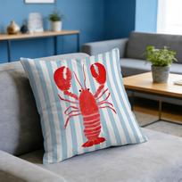 Red Lobster Blue Stripes Double Sided Cushion Cover Coastal Nautical Pillowcase for Home Sofa Bedroom Car Decor PC 40cmx40cm(16x16Inch) gray