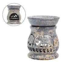 Crocon Muilo akmens dramblio dizaino aliejinis degiklis meditacijai, gydymui, kvapams, SPA, biurui, namų dekorui, arbatos žvakelių stovas laikiklis - 7.7X7.7X10 cm gray
