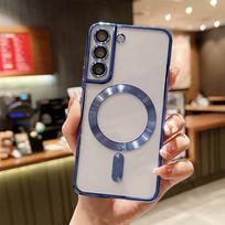 Prabangus dengtas buferis, magnetinis Magsafe dėklas, skirtas Samsung S25 Edge S24 S23 S22 S21 Plus Ultra FE A56 A36 A26 A06 A16 A15 A55 A35 For S25 Plus tamsiai mėlyna