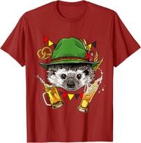 Hedgehog Oktoberfest Beer Festival Graphic Tee Men Casual Cotton Print T-Shirt 4XL green