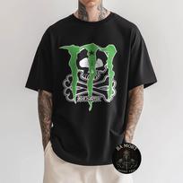 Vintage Y2K Monster Energy Skull BMX Motocross Grunge 100% Cotton T-shirt Mens Tees Top S black