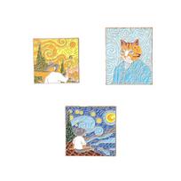Oil Painting 3-5pcs/Set Enamel Pins Tarot Cards Night Sky Black Cat Brooches Lapel Badge Punk Gothic Jewelry Gift for Friends white