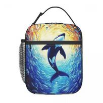 Killer Whale Van Gogh Starry Night Design Insulated Lunch Bag for Women Kids Leakproof Food Boxes Thermal Lunch Box Tote One Size black