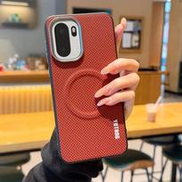 For OnePlus Ace 6 6T 6R Case Magnetic Carbon Fiber Texture PU Leather Cover With Metal Button for One Plus ACE6 OnePlus Ace 6 brown