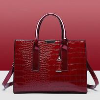 Luxurious crocodile skin pattern handbag, women's large capacity shoulder bag, PU leather handle bag, crossbody bag handbag 34x13x24cm brown