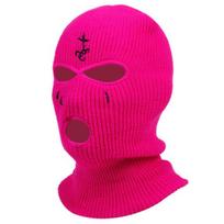 Cross Embroidery Ski Mask Winter Balaclava Hat 3-Hole Knitted Full Face Cover Neck Gaiter Warm Beanie For Outdoor Sport red