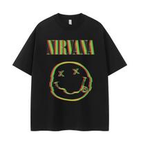 2026 NIRVANA Band Vintage American Street Style Cotton Rock Short Sleeve, Soft Breathable High-Quality Ins Fashion Women And Men T-Shirt 4XL black