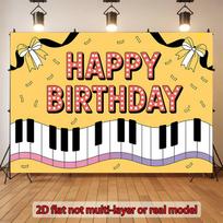 2D plane the birthday celebration backdrop for piano keys suitable for birthday party decoration polyester fiber 59x51.1inch/150*130cm white