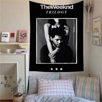 Singer The Weeknd Decorative Wall Tapestry Room Decoration Items Wall Hanging Home Decor Dormitory Concert Banner Party Backdrop 100X70CM gray