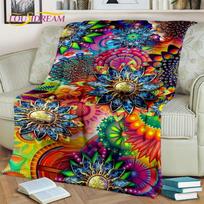 3D Mandala Bohemia Geometric Flower Blanket,Soft Throw Blanket for Home Bedroom Bed Sofa Picnic Office Hiking Leisure Nap Cover Size: 75*100cm, Weight: 230 GSM black