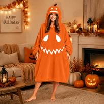 Halloween Pumpkin Oversized Wearable Blanket Hoodie - Soft Robe for Adults L armijos žalia spalva