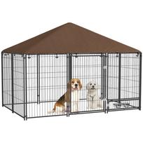 Outdoor Dog Kennel Puppy Play Pen with Canopy Garden Playpen Fence Crate Enclosure Cage Rotating Bowl 211 x 141 x 151 cm 211 x 141 x 151 cm