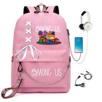 Among Us Game Merchandise Chain Backpack Schoolbag Among Us Space Werewolf Air Student Backpack One size fits all rožinė
