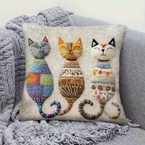 Vikama Warm And Cute Cartoon Cat Home Pillow Cover Cushion Cover Soft Sofa Bedhead Comfortable Reading Corner Home Decoration 30X30CM gray