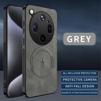 For Oppo Find X9 Ultra/Oppo Find X9 Pro Case Simple Stylish Magnetic Suction Luxury PU Leather Skin-friendly Anti-drop Cover Oppo Find X9 pilka